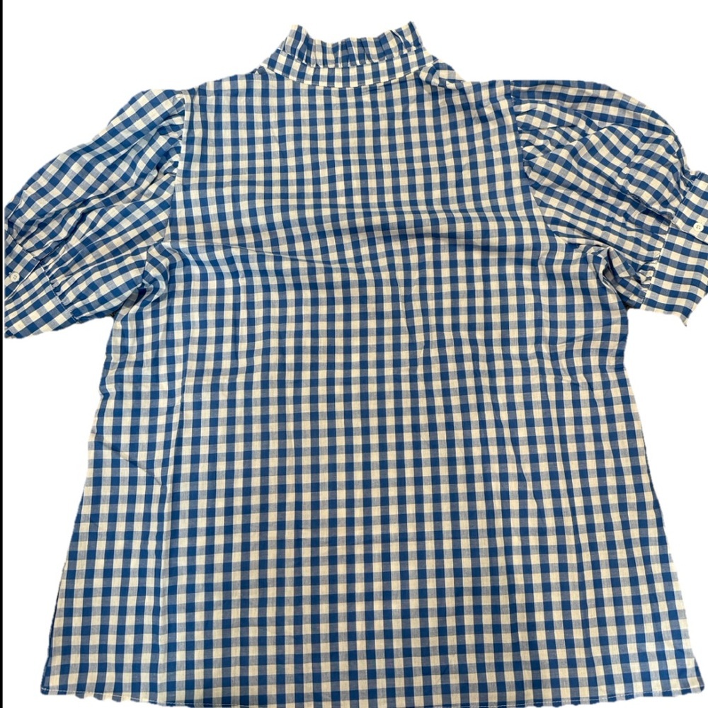 Lunch in The Park Gingham Boutique Puff Sleeve Half Button Blouse Women 2X - Picture 3 of 7